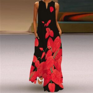 Women's dresses 2026 New Export EU/US Summer Women's Sleeveless V-Neck Printed Floral Maxi Dress